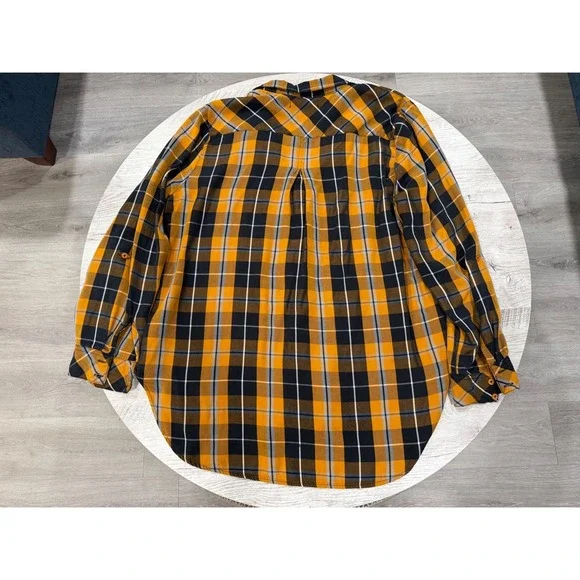 Billy T Plaid Shirt Mustard Black Fall Grunge Casual Lightweight XL - Picture 12 of 12